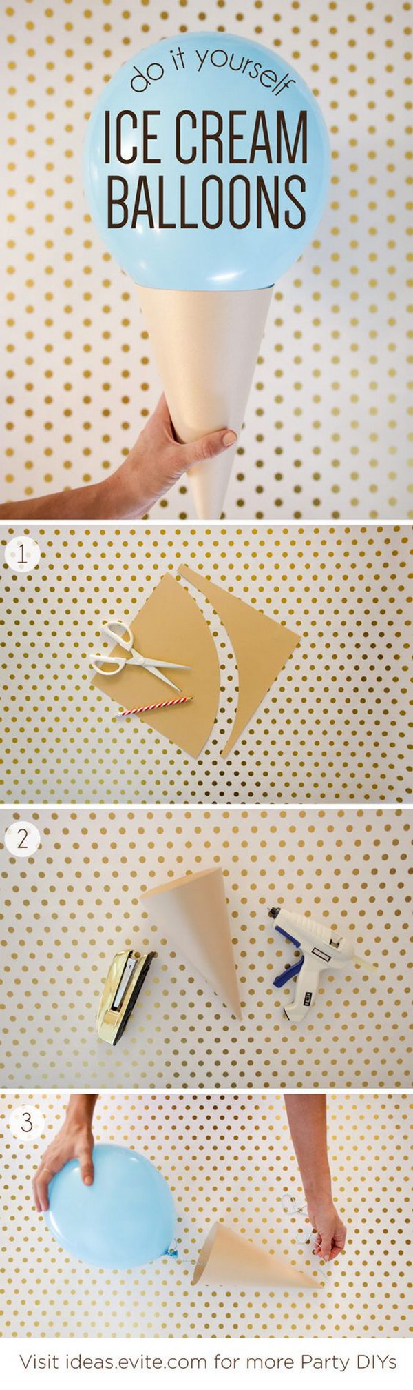 DIY Ice Cream Cone Balloons. 