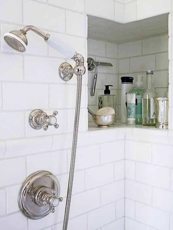 Utilize Space In a Bathroom Corner for Storage