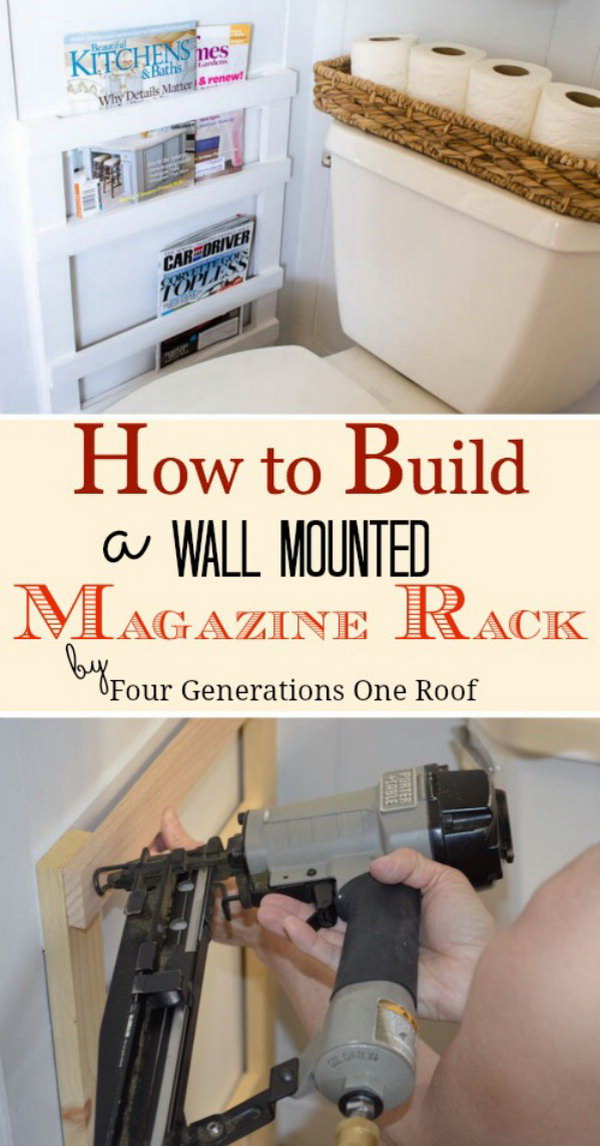 DIY Wall Mounted Magazine Rack for Bathroom