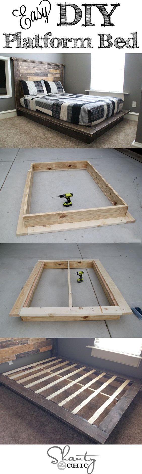 Easy DIY Platform Bed Frame. 