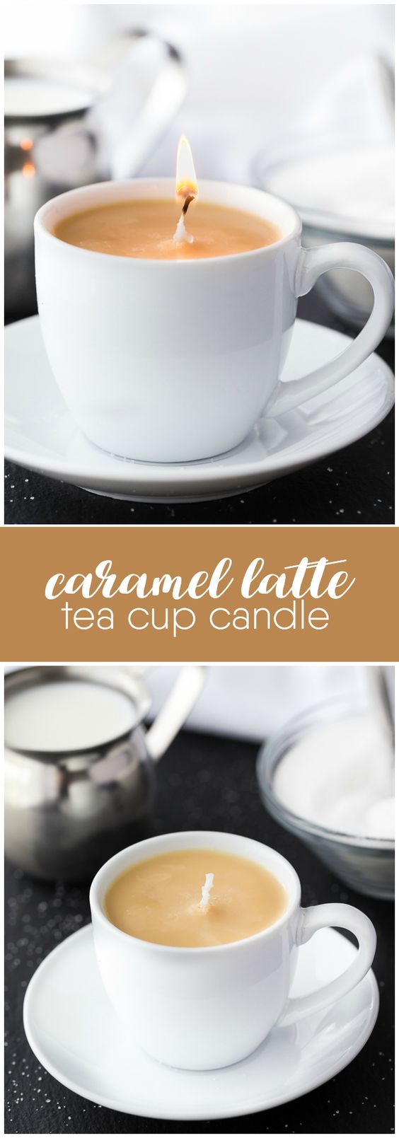 Caramel Latte Tea Cup Candle. 