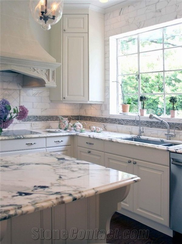 Calacatta Viola Marble Kitchen Countertop. 