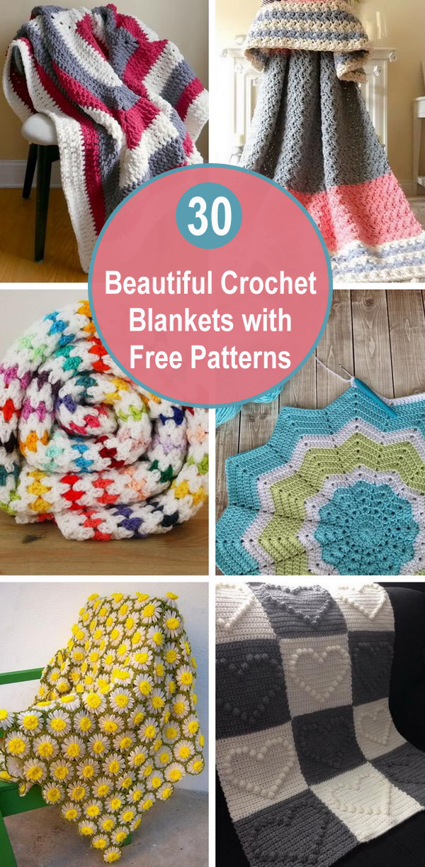 30 Beautiful Crochet Blankets with Free Patterns. 