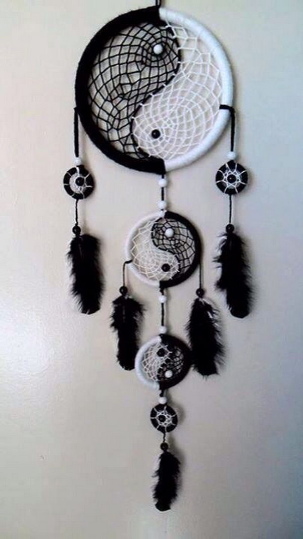 Yin Yang Black and White Dream Catcher. 