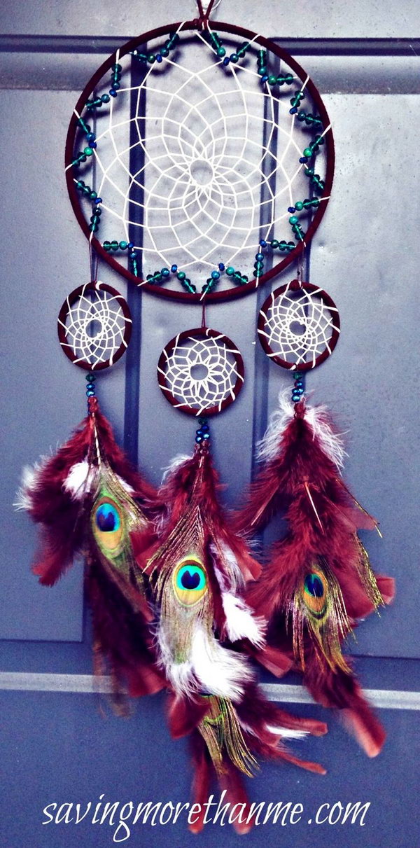 DIY Beautiful Peacock Dream Catcher. 