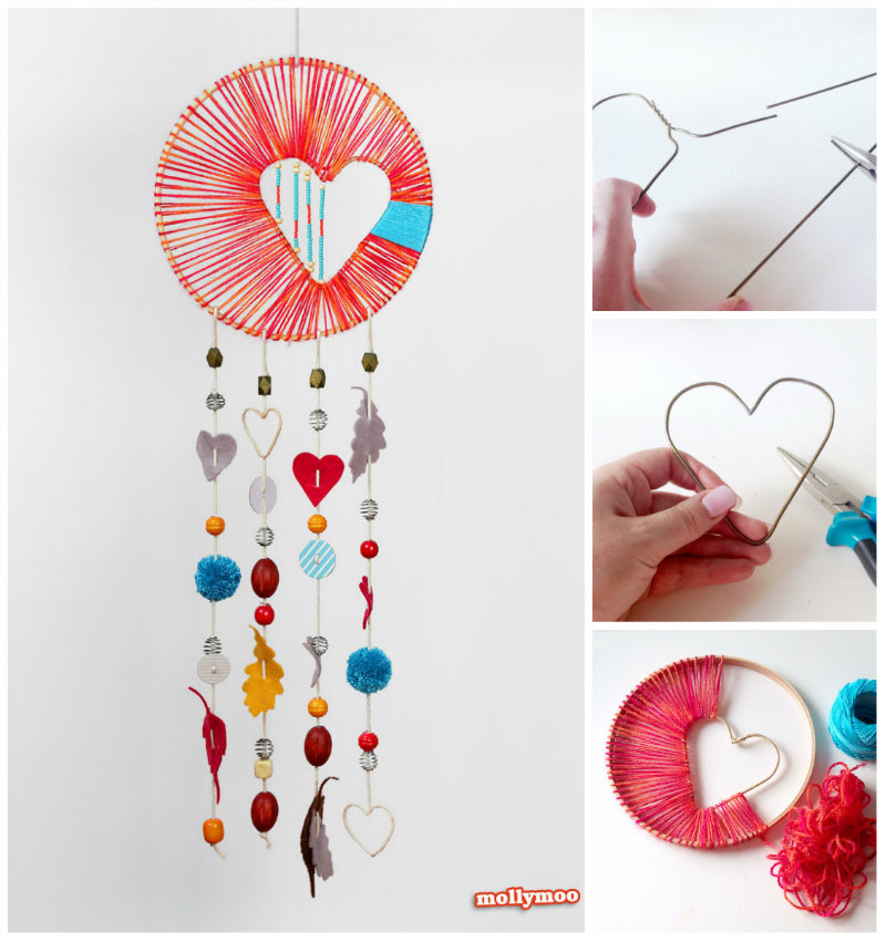 DIY Heart Dreamcatcher. 