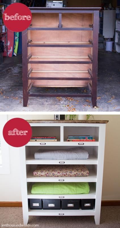 Salvaged And Broken Dresser Becomes Shelves. 