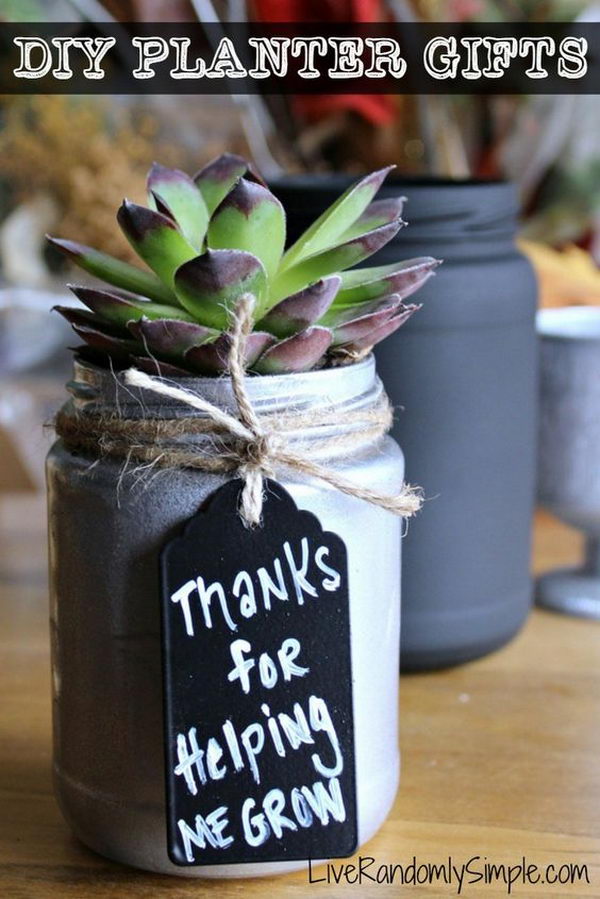 DIY Succulent Mason Jar Gift. 