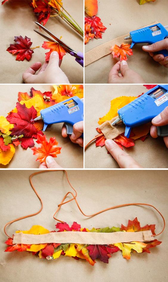 DIY Fall Leaf Crown. 