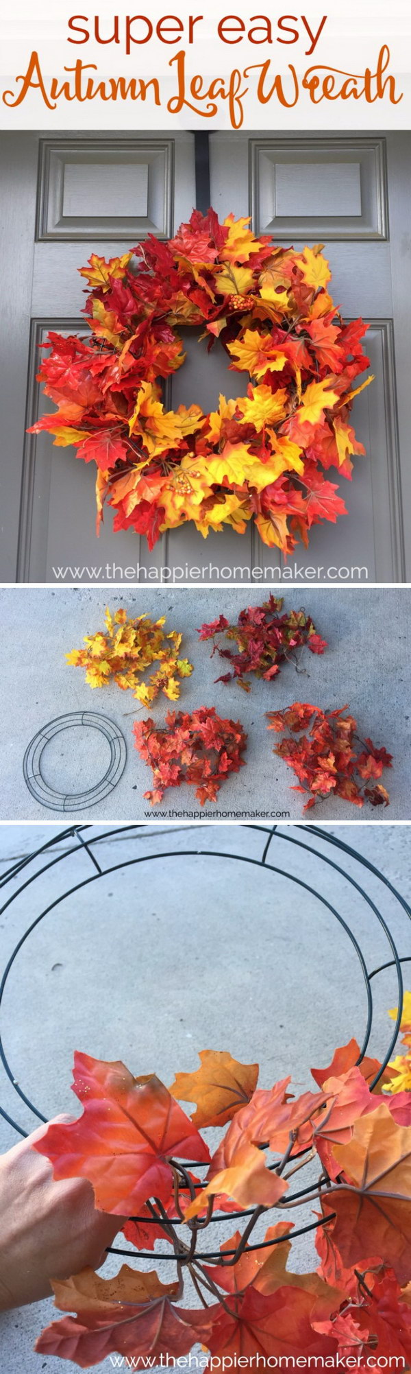 Super Easy Autumn Leaf Wreath. 