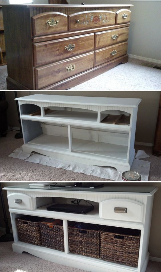 Turn a Thrift-Store Dresser into a Fresh TV Stand And Media Center. 