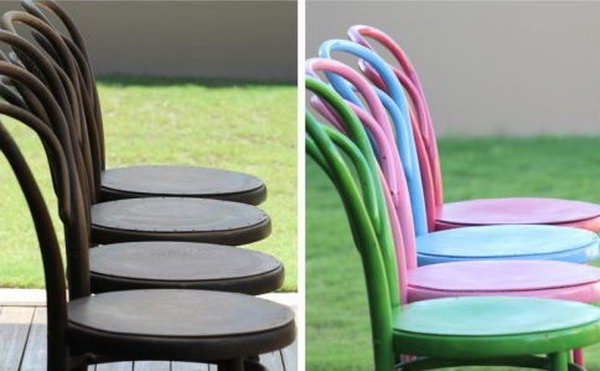 Lovely Spray Painted Chairs That Can be Used at Kitchen Table