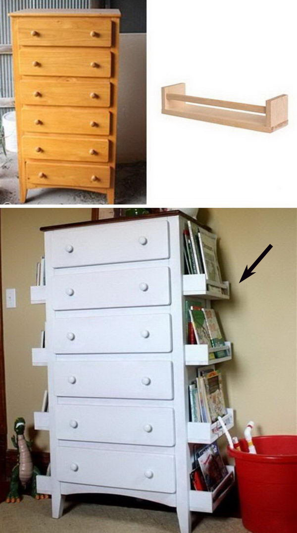 Turn Old Drawers Into Kids Bookshelves. 