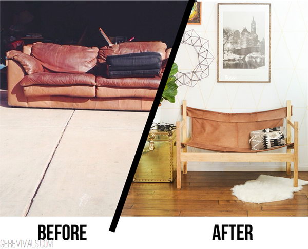 Upcycle Ugly Sofa Into Leather Safari Sling Bench