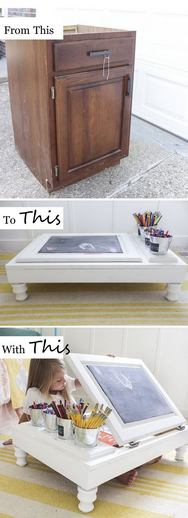 Turn a Kitchen Cabinet Into a Child’s Desk. 