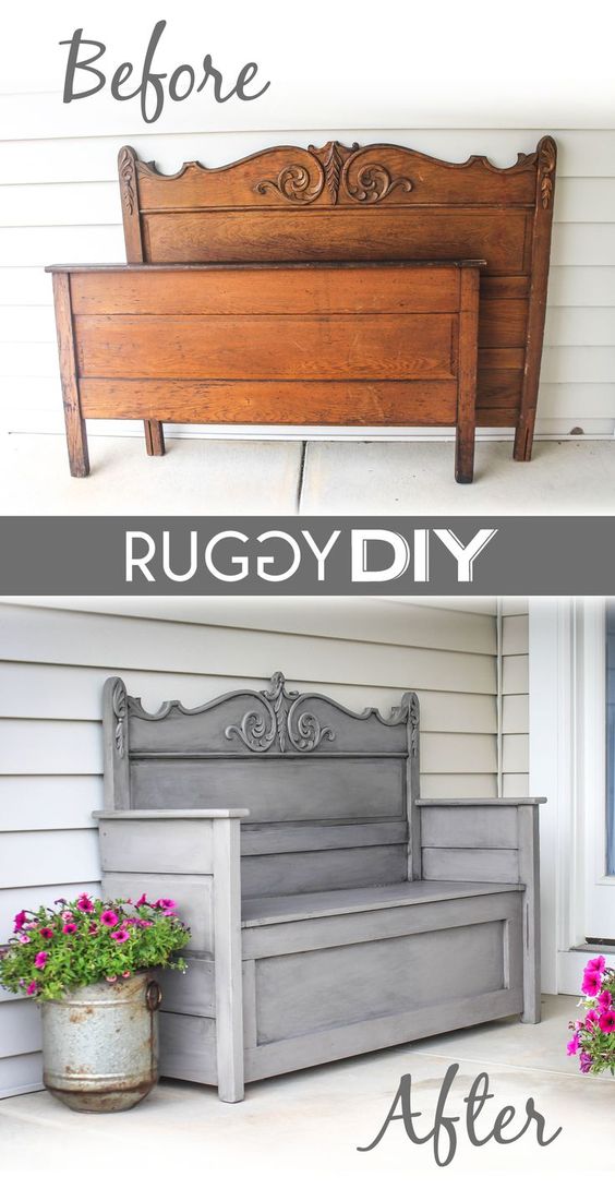 Repurposed Headboard Bench. 