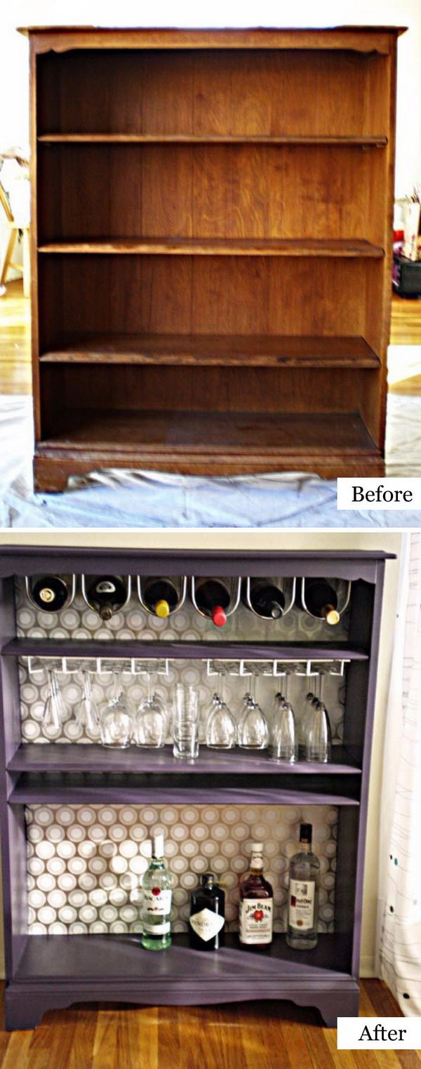 Turn a Bookcase Into a Bar. 