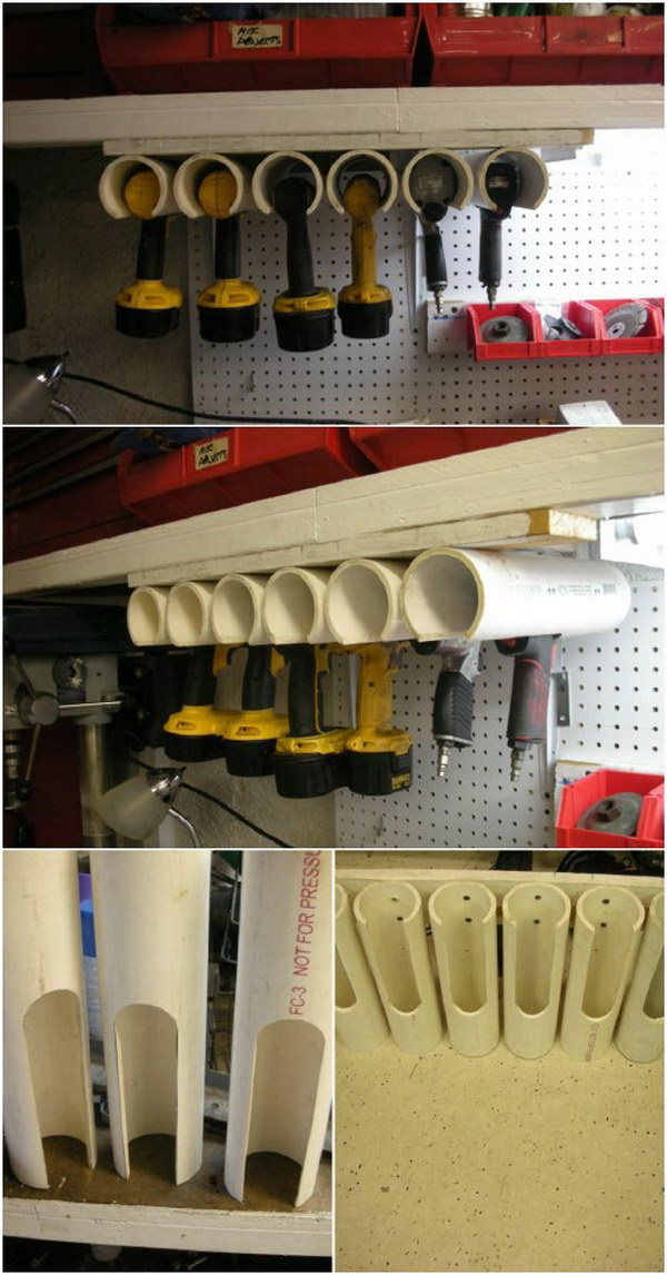 Power Tool Holders with PVC Pipes. 