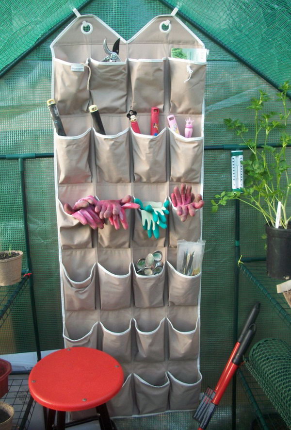 Reuse an Old Shoe Organizer to Store Small Gardening Tools & Accessories. 