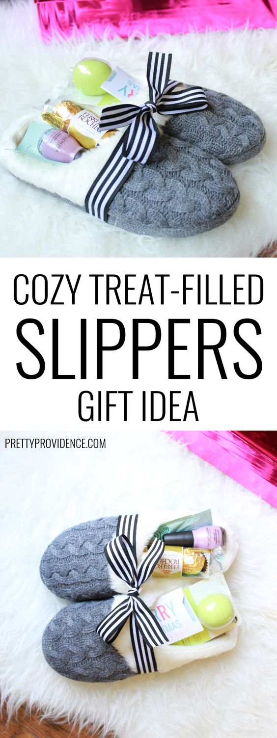 Cozy Slippers Filled With Little Treats And Gifts. 