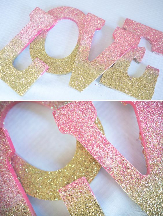 DIY Ombre Glitter LOVE Sign. 