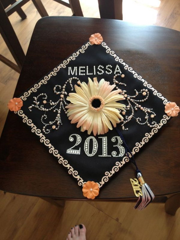 Eye-Catching Flower Decorated Graduation Cap 