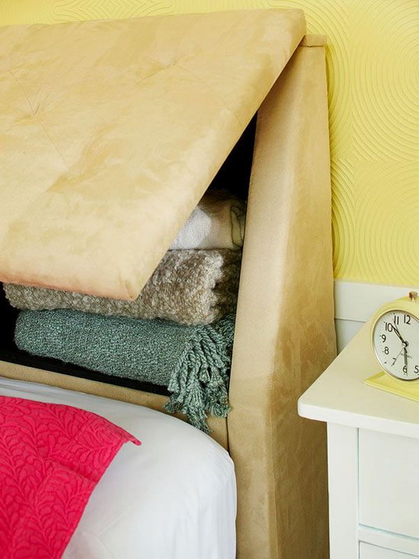 It's a clever idea to use your headboard for extra storage space.