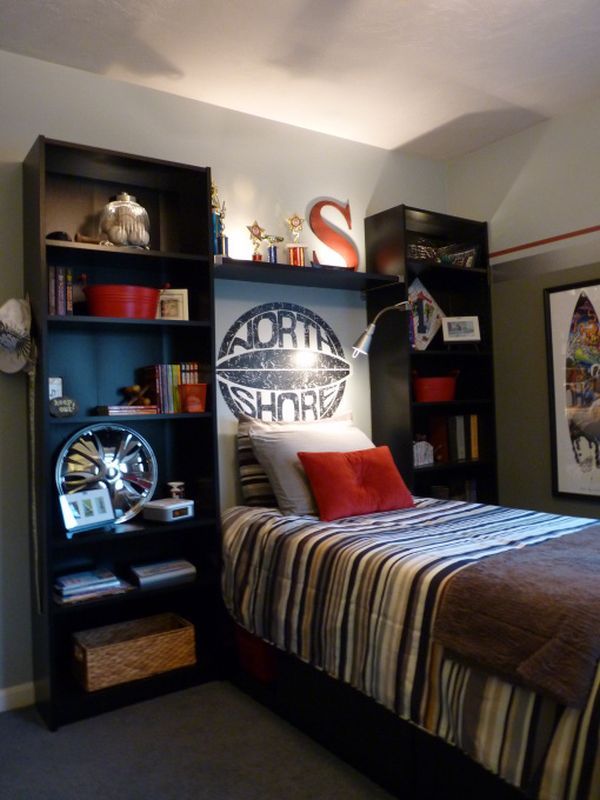 It's a clever idea to use your headboard for extra storage space.