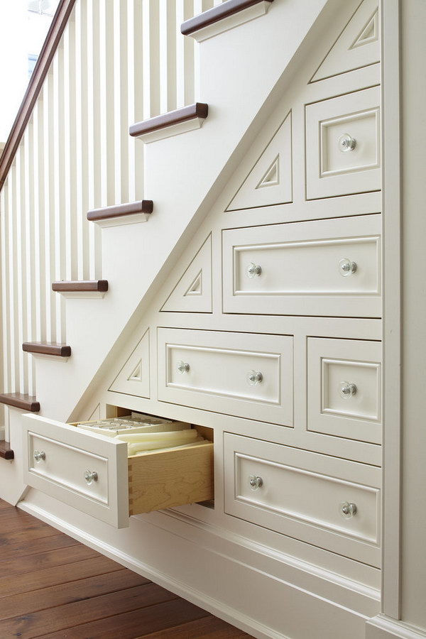 Hidden Stair Storage. 