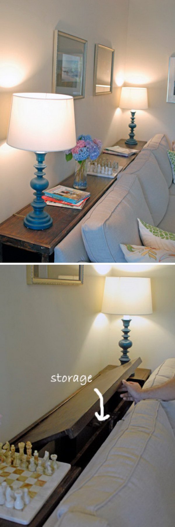 DIY Console Table with Storage Behind Your Couch. 