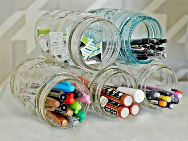 Mason Jar Organization. 