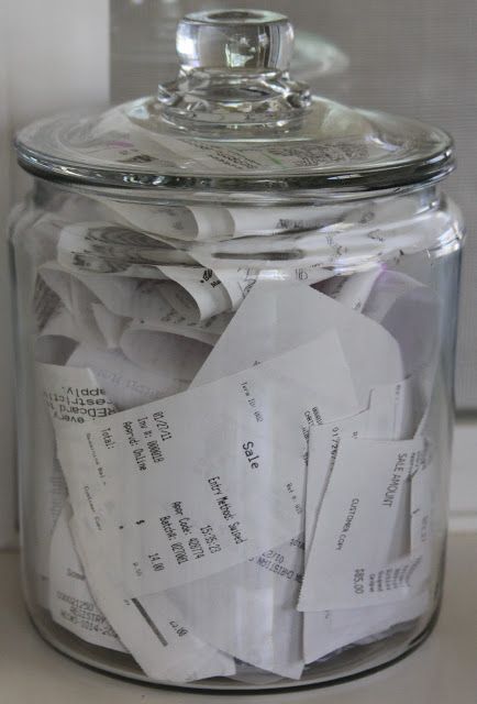 Use Mason Jars to Organize The Receipts. 