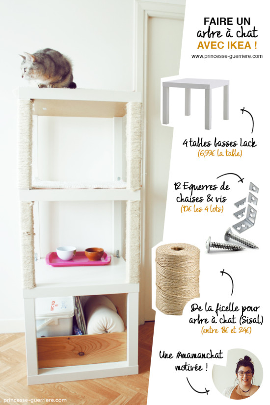 DIY Cat Tree Made from Three Lack Tables.