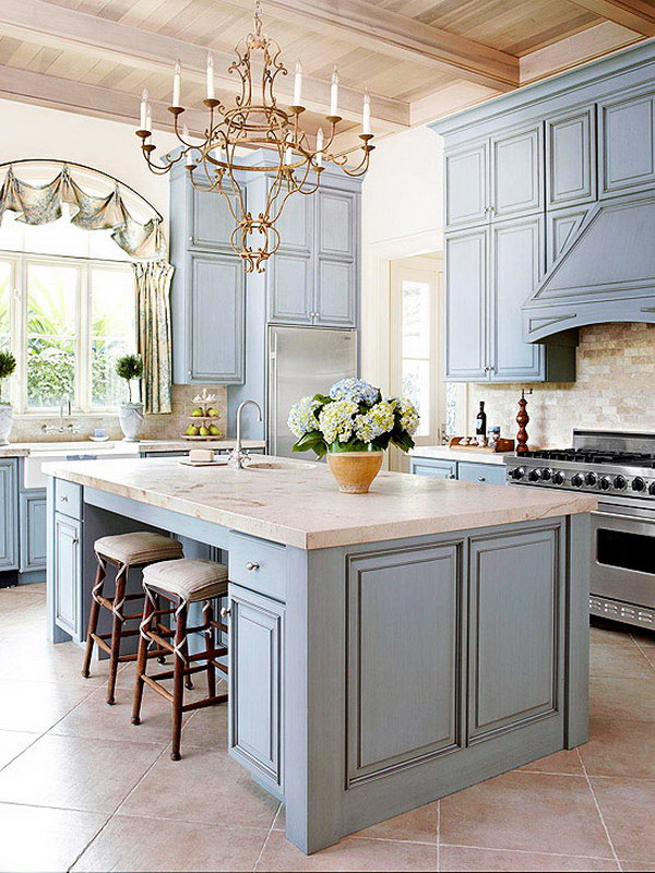 Bule Gray Inspired Kitchen Cabinet Paint Color. 