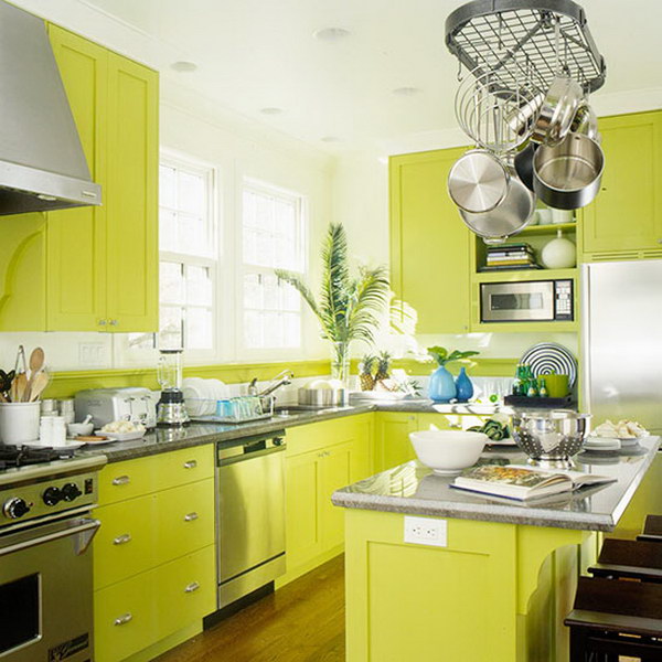 Cool Mint or Light Green Kitchen Cabinets. 