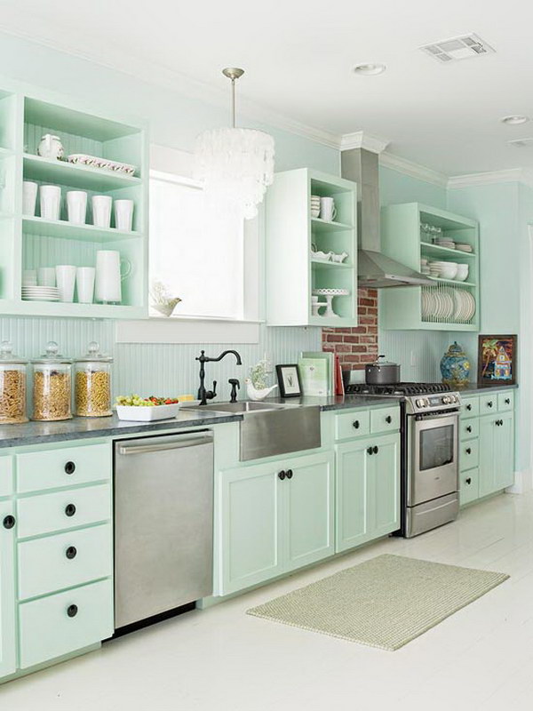 Mint GreeN Kitchen Cabinets. 
