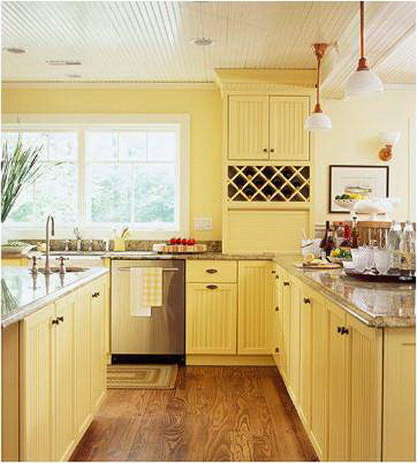 Pale Lemon Yellow Kitchen Cabinets. 