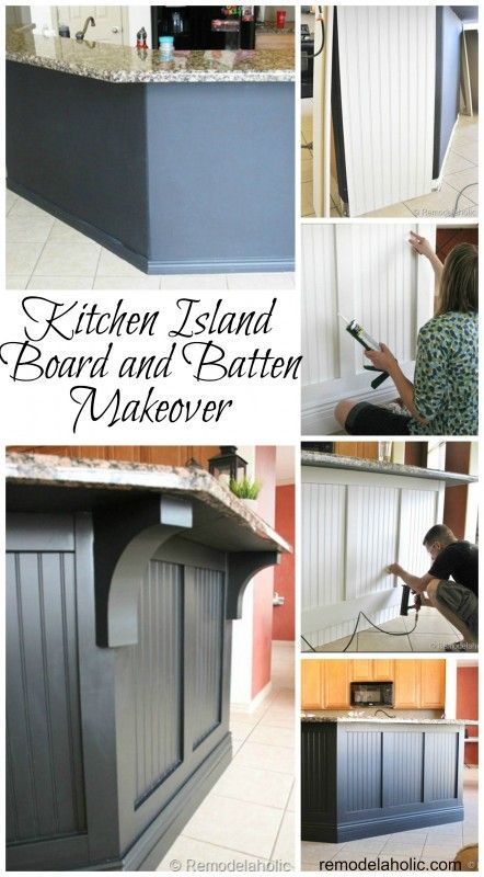 Kitchen Island Updated with Board and Batten. 