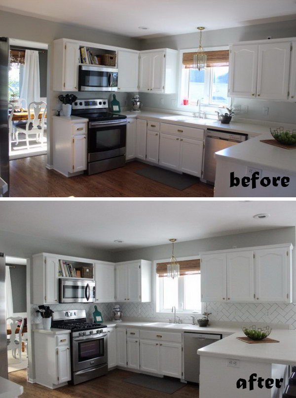 Faux Sharpie Herringbone Back Splash for $3. 