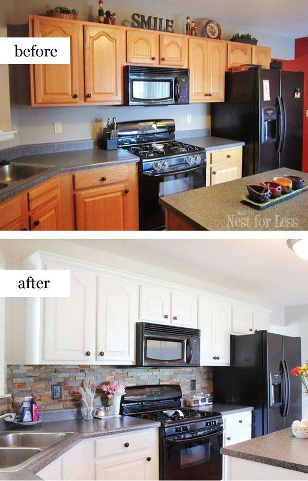 Update the Kitchen Cabinet and Backsplash. 