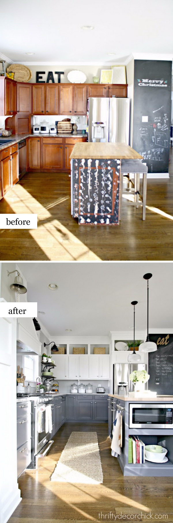 Stunning DIY Whiten and Gray Kitchen Makeover. 