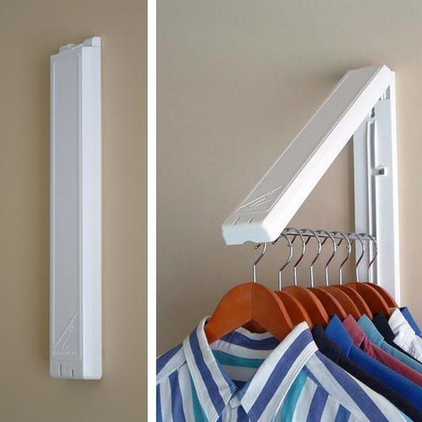 Laundry Room Hanger Valet Folds In To The Wall When Not In Use. 