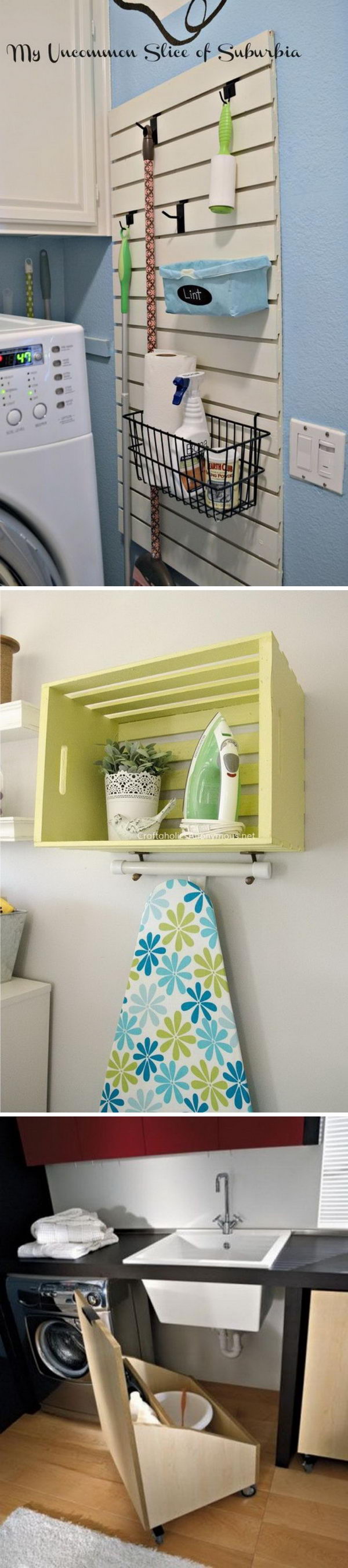 Clever laundry room organization and storage ideas.. 