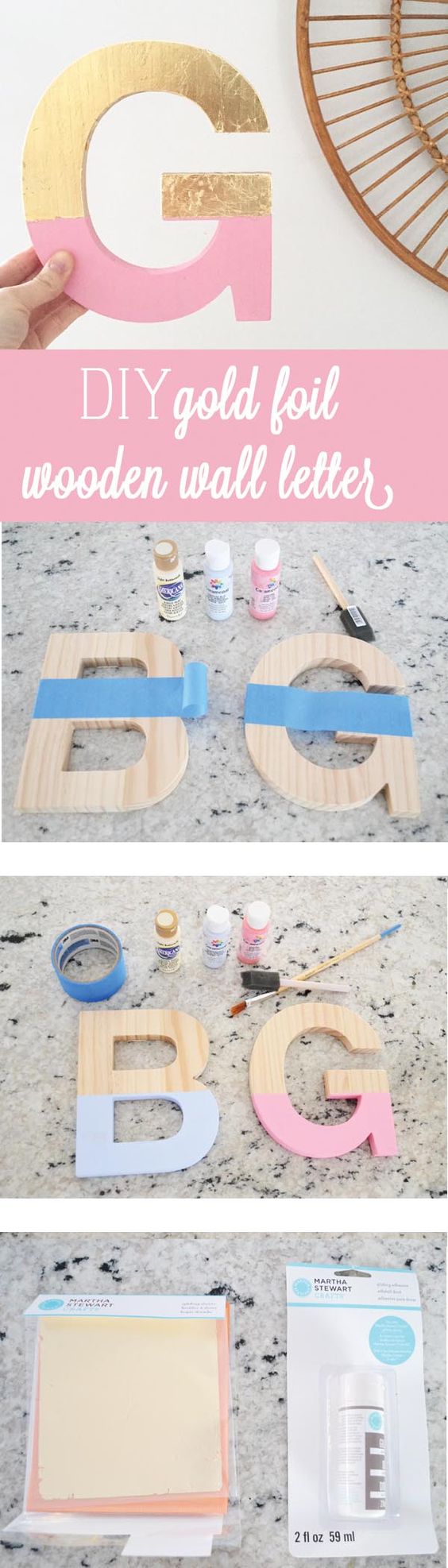 DIY Gold Foil Letter Art. 