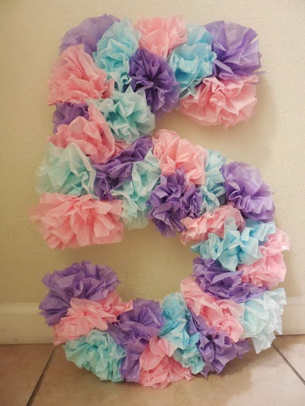 DIY Tissue Paper Birthday Number. 