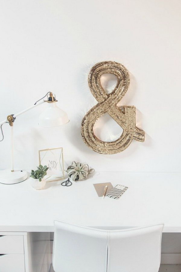 DIY Sequined Monogram Wall Art. 