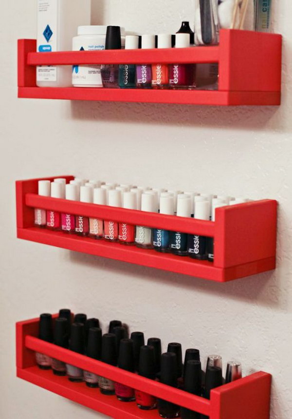 Nail Polish Storage Using IKea Bekvam Spice Rack 