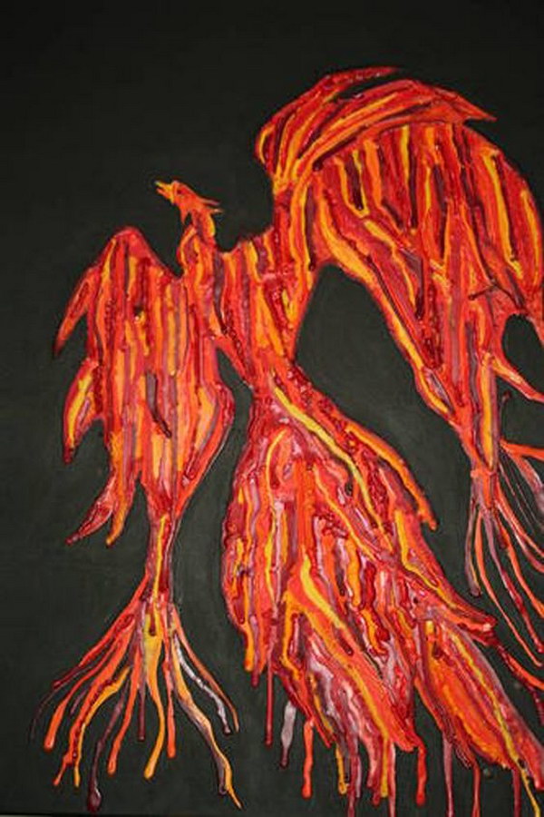 Phoenix Melted Crayon Art. 