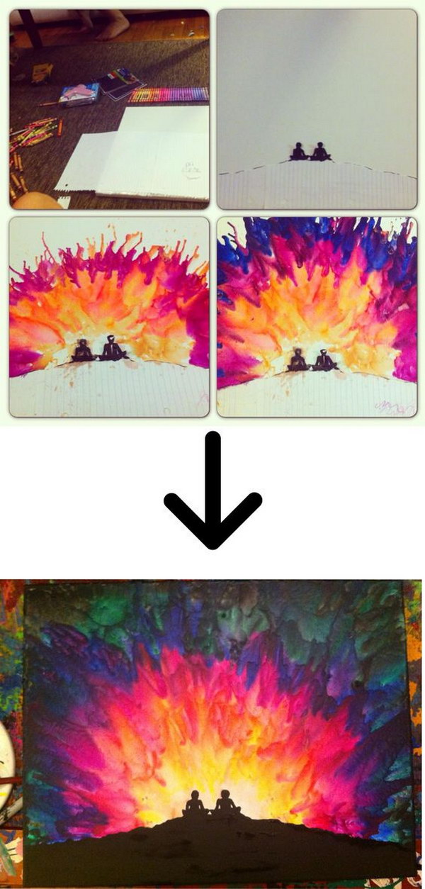 Stunning Sunburst Melted Crayon Art. 