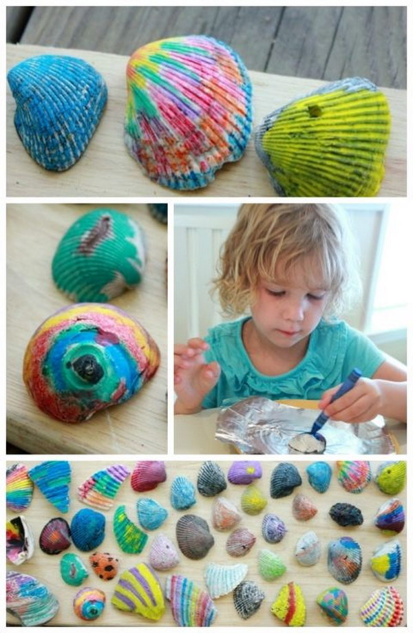 Melted Crayon Sea Shells. 